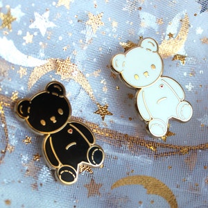 Teddy Bear Pins, Enamel Pin, Lapel Pin, Gold Plated, Gift, Couple, Friendship