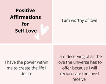 Affirmation Cards, Affirmation Cards Printable, Self Care Gift, Positive Affirmations, Self Improvement Printable, Affirmations Printable