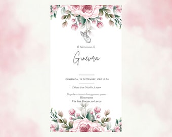 Digital invitation, baptism, confirmation, communion, digital file, customizable invitation, wedding favors, girl, boy