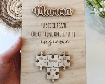 Mother's Day picture, mother, gift idea for mother, puzzle, wooden puzzle, wooden frame, Mother's Day, family