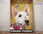 Gift For Bull Terrier Lovers Custom Year Canvas Poster Bull Terrier Dog Lovers Canvas Poster Wall Art For Coffee Shop Bathroom Home Decor