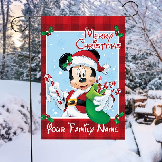 Mickey Merry Christmas Garden Flag Personalized Mickey Flag Etsy