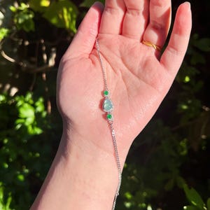 Guatemala Jadeit Kürbis Armband in Sterling Silber, Typ A Jadeit, Natürliche Jade Armband, Silber Armband, Hochwertiges Armband, Geschenk für sie