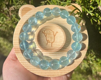 11mm Ice blue aquamarine bracelet,Natural aquamarine,Crystal quartz bracelet,Blue bracelet,Healing crystal,March birthstone,Gift