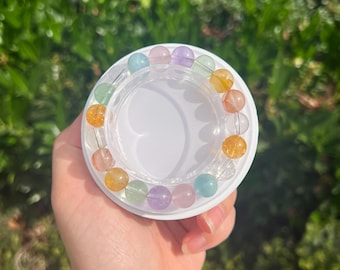 Multi-Gemstone and crystal quartz bracelet,10mm beaded bracelet,Rainbow bracelet,Healing crystal,Natural stone,Gift,Aquamarine,Amethyst