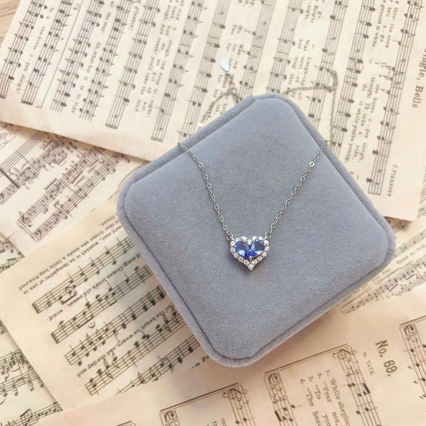 Dainty tanzanite necklace,Tanzanite necklace,High quality necklace,Heart shape,S925 sterling silver necklace,Natural tanzanite,Gift for her