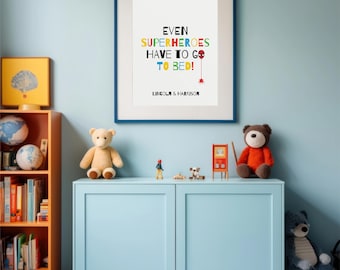 Iron Man & Spider-Man Bedtime Wall Art | “Even Superheroes Have to Go to Bed” | Boys Room Nursery Print Set | Instant Digital Download