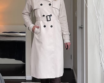 Classic Luxury Trench Coat for Women - Porcelain White - Waterproof Windbreaker Long Trenchcoat