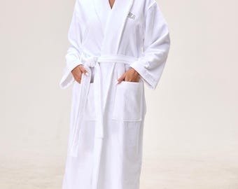 Crescentt Turkish Cotton Bathrobe, Women's Luxury Spa Hotel Style Loungewear