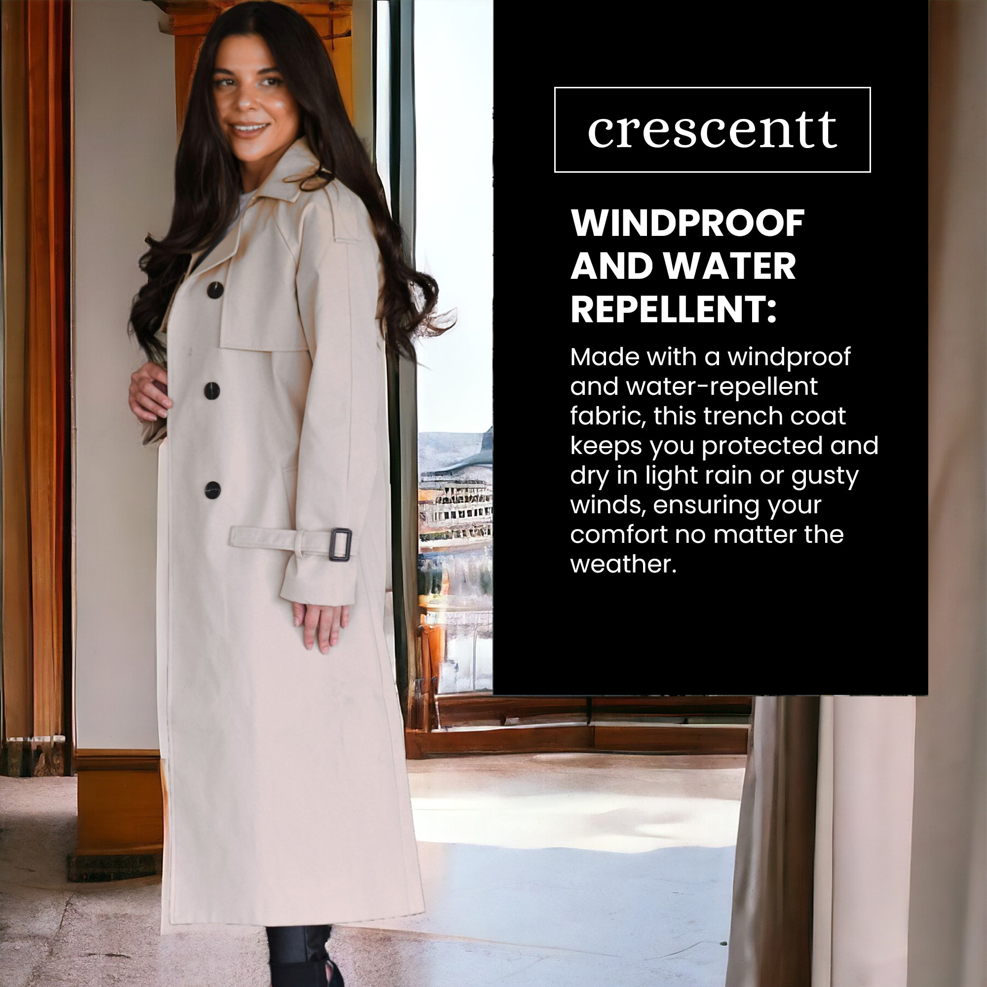 Mila | Sophisticated Women's White Trench Coat for a Chic Look