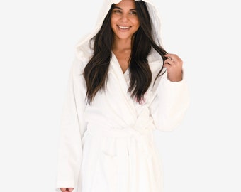 Luxury Bathrobe Terry Cloth Robe - 100% Turkish Cotton Velvet Plush Non-Pilling Luxurious Spa Robes (Hooded)
