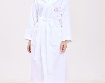 Women's Hooded Turkish Cotton Bathrobe, Soft Luxury Spa Loungewear