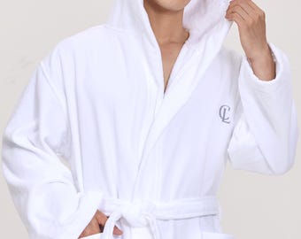 Men's Hooded Turkish Cotton Bathrobe, Luxury Spa Hotel Loungewear