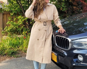 Fall Khaki Trench Coat for Women - Long Oversize Trenchcoat Pea Stylish Double Breasted Jacket