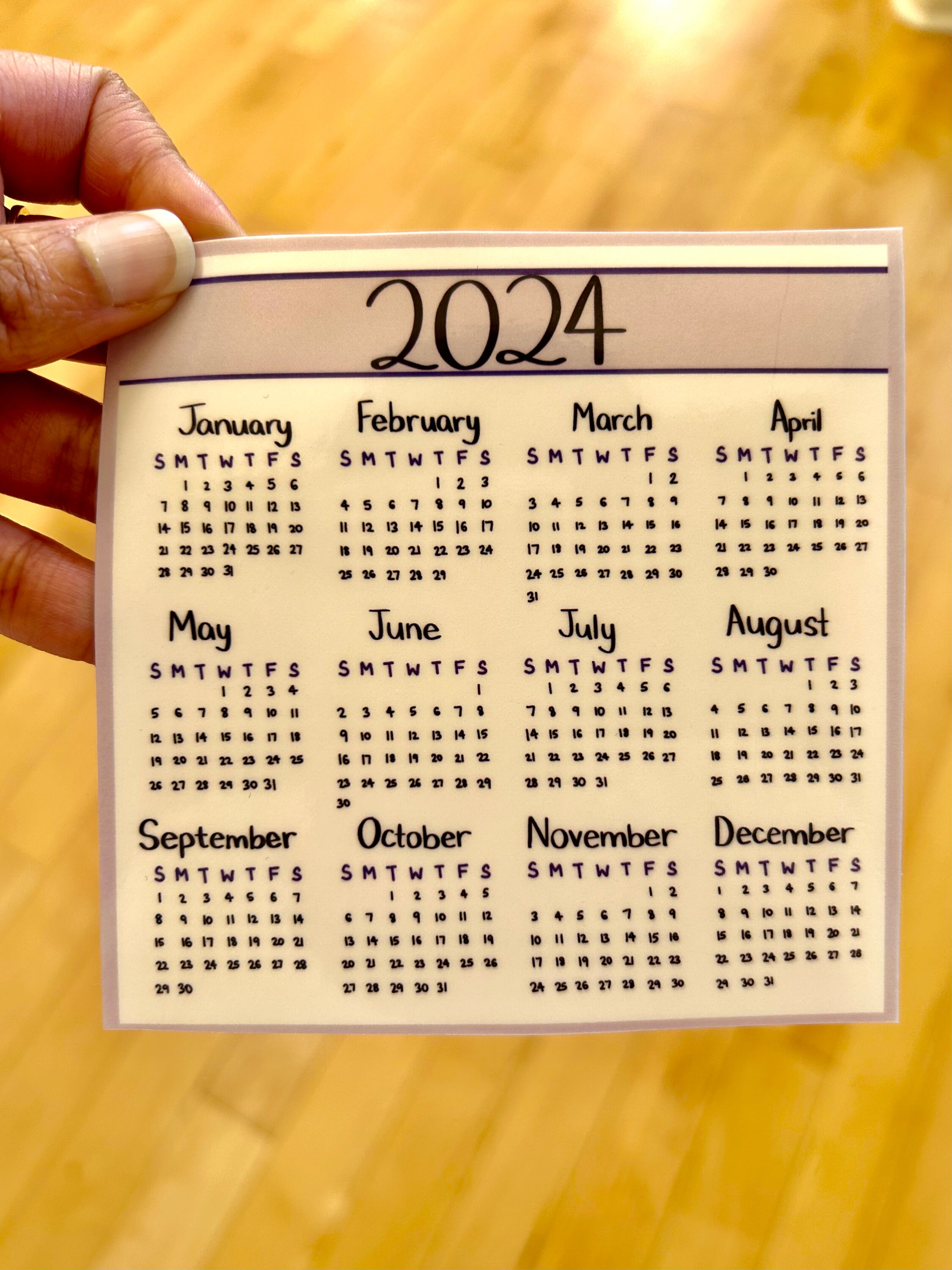 Handwritten 2024 Calendar Sticker, for Planners and Notebooks