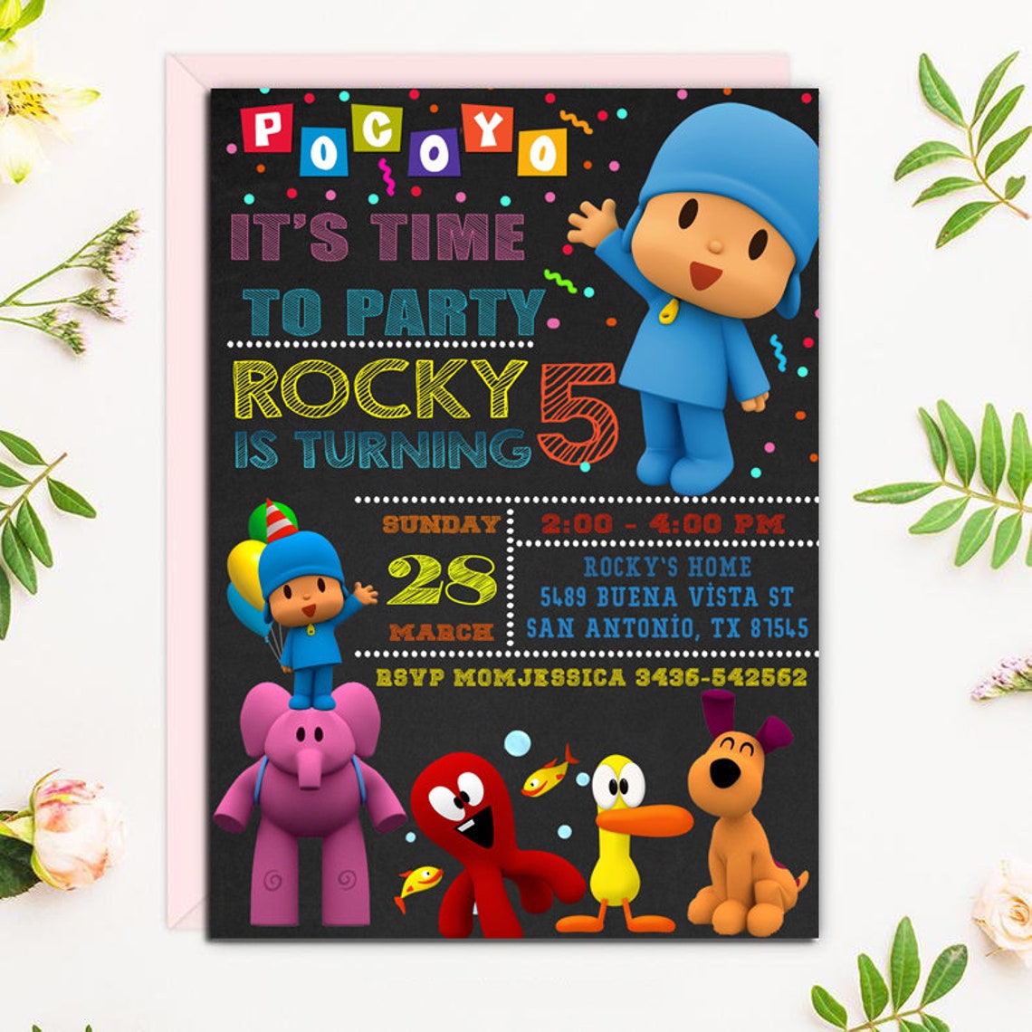 Pocoyo Invitation Pocoyo Invites Pocoyo birthday Pocoyo | Etsy
