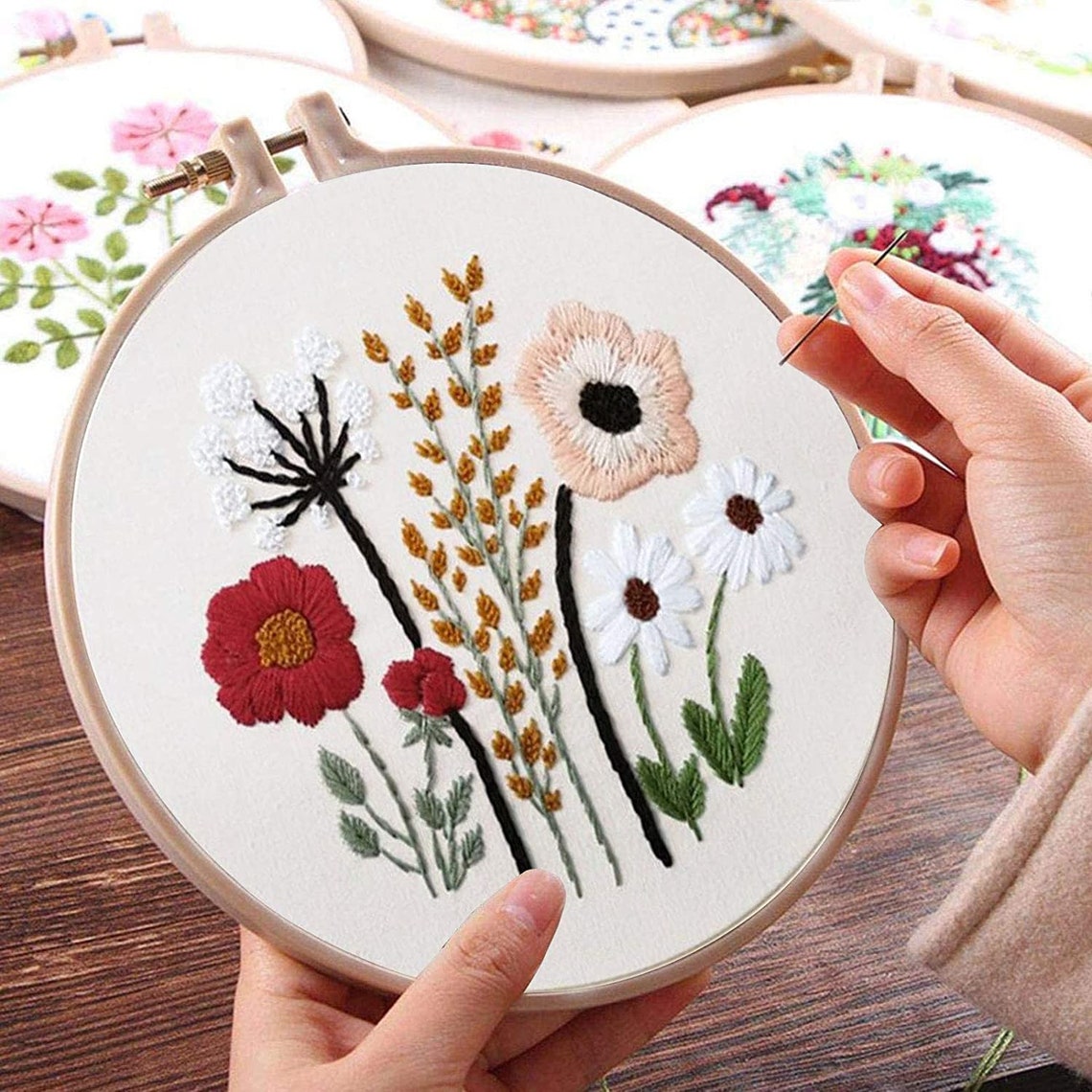 Embroidery Starter kit With Floral Pattern And Instructions Etsy
