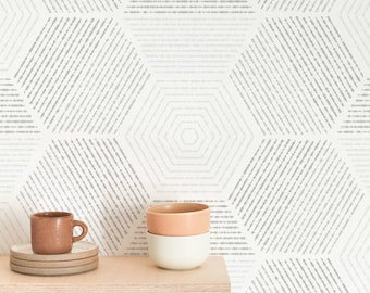 Hexagon Pattern Wallpaper - Modern Geometric Hexagons Pattern Peel and Stick Removable WallpaperCustom Colors - Self Adhesive Mural - 125