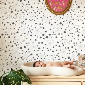 Starburst Wallpaper - Starburst Peel and Stick Carta da parati rimovibile Colore personalizzato Celestial Star Pattern Wallpaper - Murale autoadesivo 116