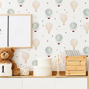 Watercolor Hot Air Balloons Wallpaper Vintage Hot Air Balloons Peel and Stick Removable Wallpaper for Kids Bedroom Self Adhesive 250 image 1