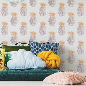 Watercolor Pineapple Wallpaper -  Hand Painted Tropical Fruit Peel and Stick Removable Wallpaper All Rooms Fruit Wallpaper 2023 Kitchen -166