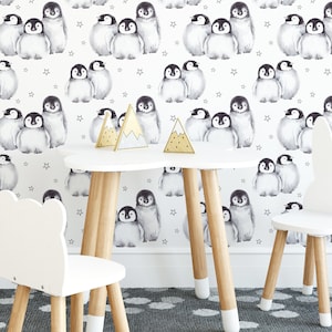 Baby Penguins Wallpaper - The Cutest Baby Penguins Peel and Stick Removable Wallpaper For Kids Bedrooms - Removable Self Adhesive Mural -340