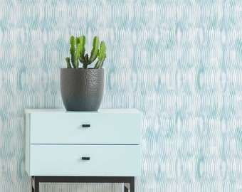 Papel tapiz de olas azules con acuarela - Tema de olas costeras Papel tapiz removible despegable y pegable Tema de playa Autoadhesivo removible 387