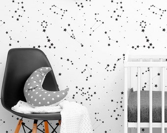 Stars and Constellations Wallpaper - Stars Constellations Peel and Stick Removable Wallpaper in Custom Colors Self Adhesive Mural - 177