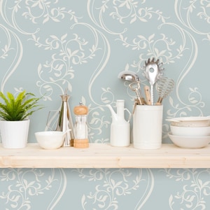 Modern Leaf Floral Scroll Pattern Peel and Stick Removable Wallpaper Ceiling Wallpaper Pattern Victorian Pattern Kitchen Trend Wallpaper 433