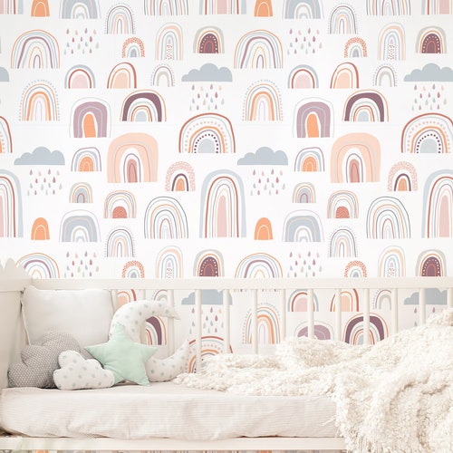 Colorful Rainbow Peel and Stick Wallpaper / Removable Etsy