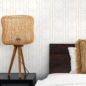 Carta da parati Art Deco - Oro Art Deco Peel and Stick Carta da parati rimovibile - Murale autoadesivo - Geometric Art Deco Custom Color Wall Decor 058