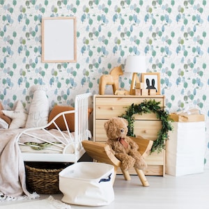 Watercolor Woodland Nursery Wallpaper - Woodland Forest Peel and Stick Removable Wallpaper for Kids Bedrooms - Self Adhesive Mural - 245