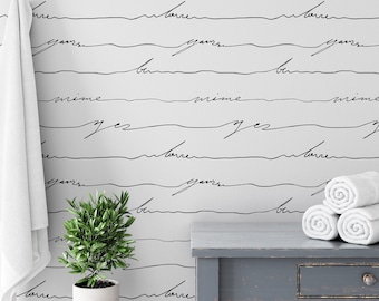 Minimal Love Quote Wallpaper - Cursive Minimal Words Peel and Stick Removable Wallpaper For All Rooms - Self Adhesive Removable Mural 429