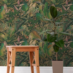 Carta da parati per palme tropicali - Green Tropical Palm Tree and Leaves Peel and Stick Carta da parati rimovibile - Floridian Self-Adhesive 42