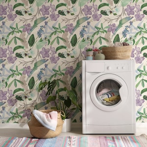 Tropical Flowers and Leaves Wallpaper - Colorful Tropical Flowers Peel and Stick Removable Wallpaper For All Rooms - Self Adhesive Mural 038