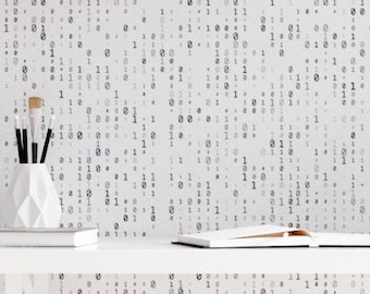 Binärcode Tapete - Programmieren und Kodieren durch Schälen und Aufkleben Entfernbare Tapete für Alle Räume - Selbstklebendes entfernbares Wandbild 259