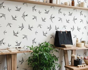 Papel pintado de golondrinas volando - Papel pintado autoadhesivo removible con diseño de pájaro en vuelo 119
