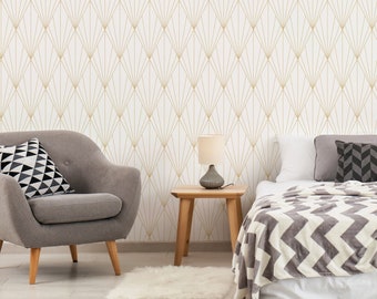 Goldene Art-Deco-Tapete zum Selbstkleben – Geometrisches Wanddekor 077