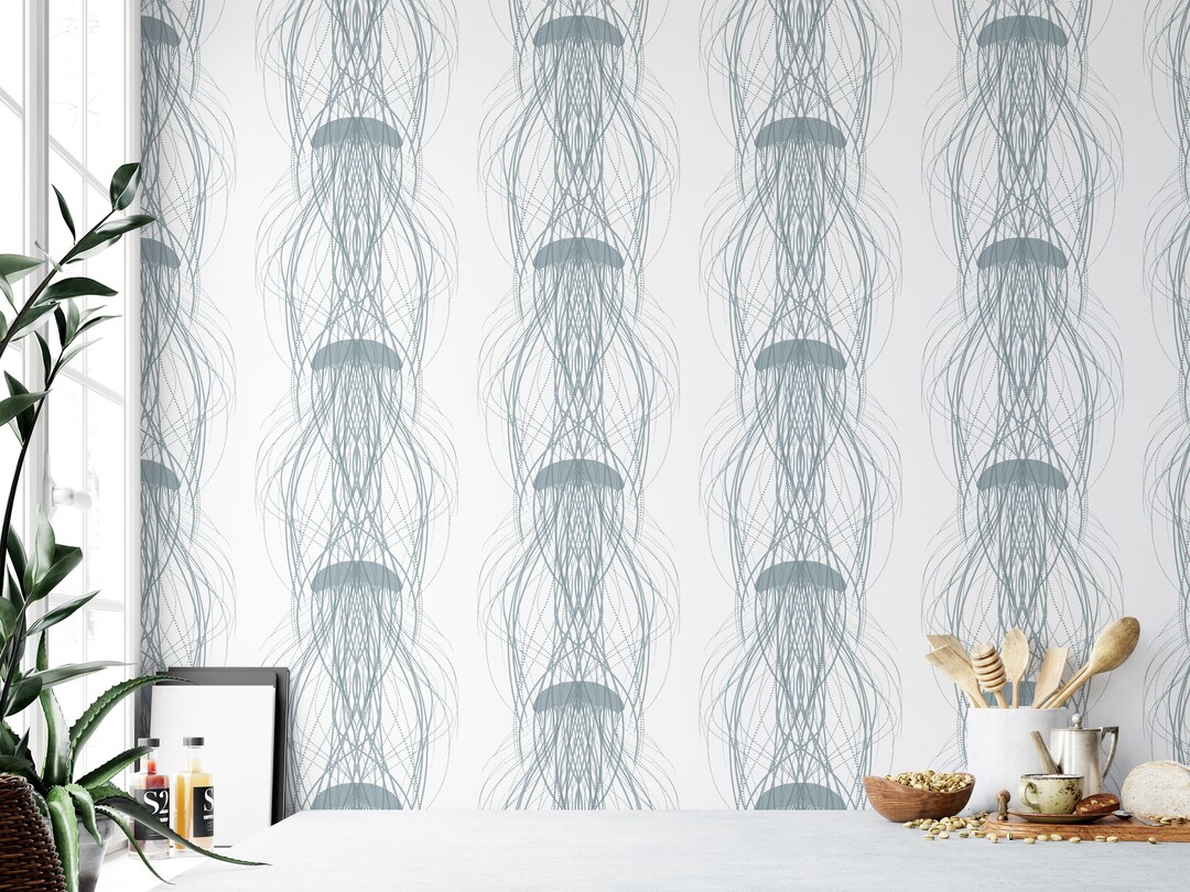 Modern Jellyfish Wallpaper Custom Color Jellyfish Sea Life Peel and