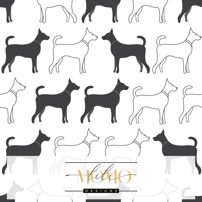 Modern Dog Wallpaper Dogs Sketch Custom Colors Peel and Etsy