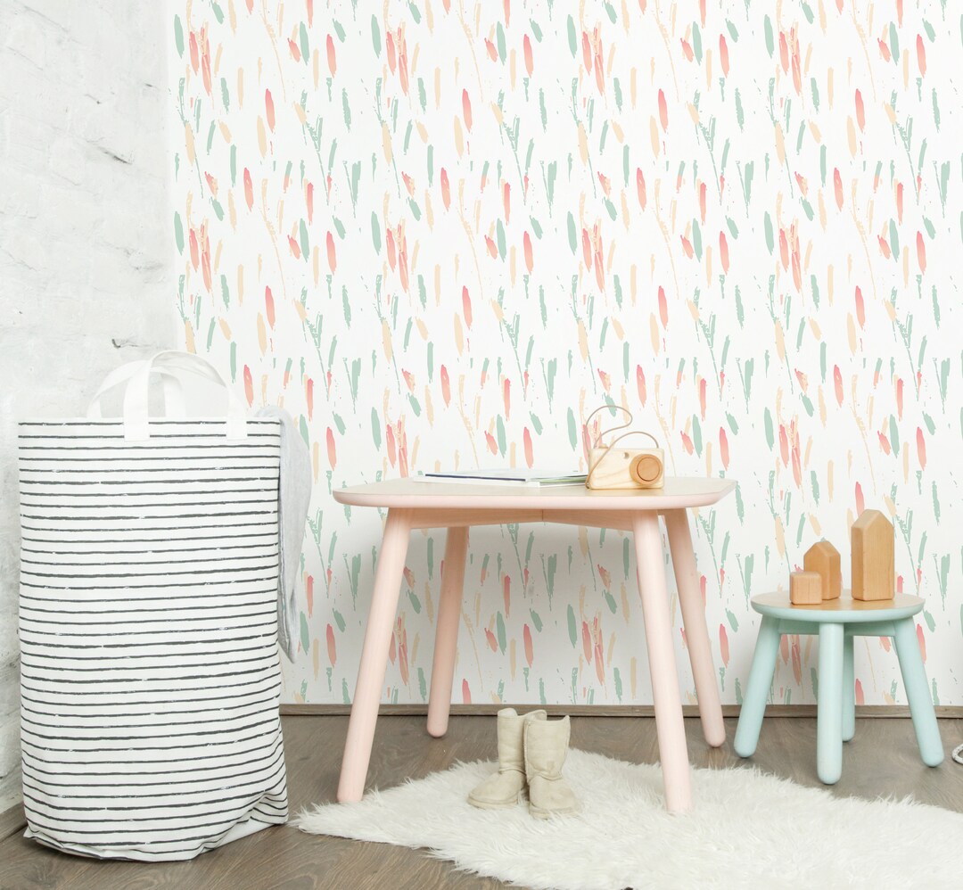 Brush Strokes Painting Wallpaper Unisex Brush Strokes Peel and Stick