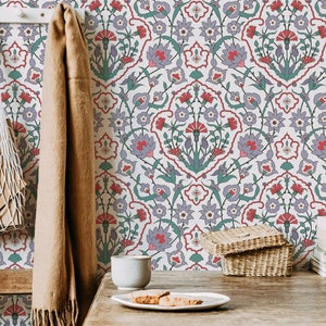 Floral Ornate Wallpaper - Vintage Floral Ornate Peel and Stick Removable Wallpaper- Self Adhesive Mural - Removable Mural 122