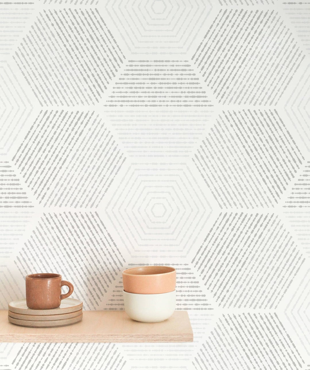 Hexagon Pattern Wallpaper - Modern Geometric Hexagons Pattern Peel and ...