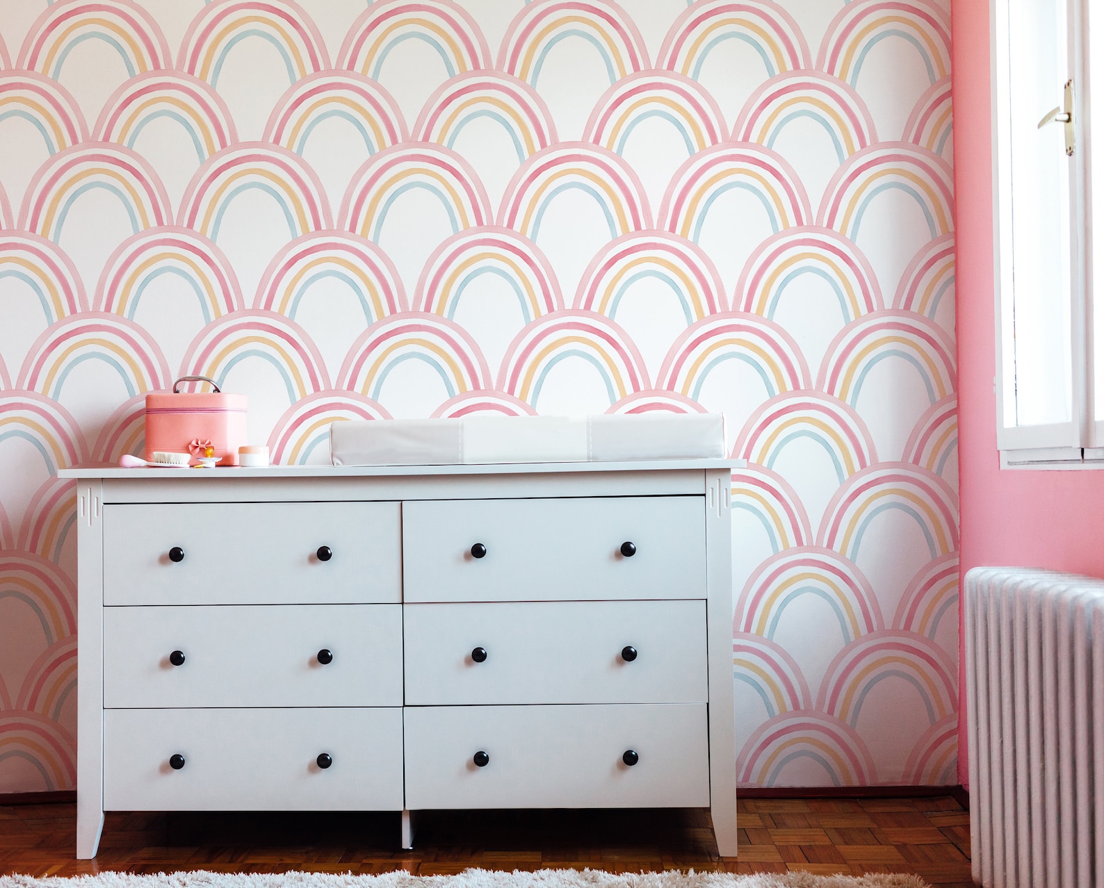 Cute Pink Rainbow Wallpaper Bohemian Pink Rainbows Peel and Etsy