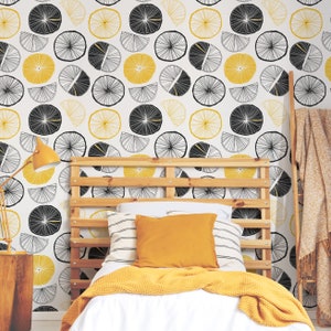 Carta da parati Scandinavian Oranges - Colori personalizzati Arance e limoni Buccia e bastone Carta da parati rimovibile - Murale autoadesivo - 023