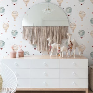 Watercolor Hot Air Balloons Wallpaper Vintage Hot Air Balloons Peel and Stick Removable Wallpaper for Kids Bedroom Self Adhesive 250 image 5