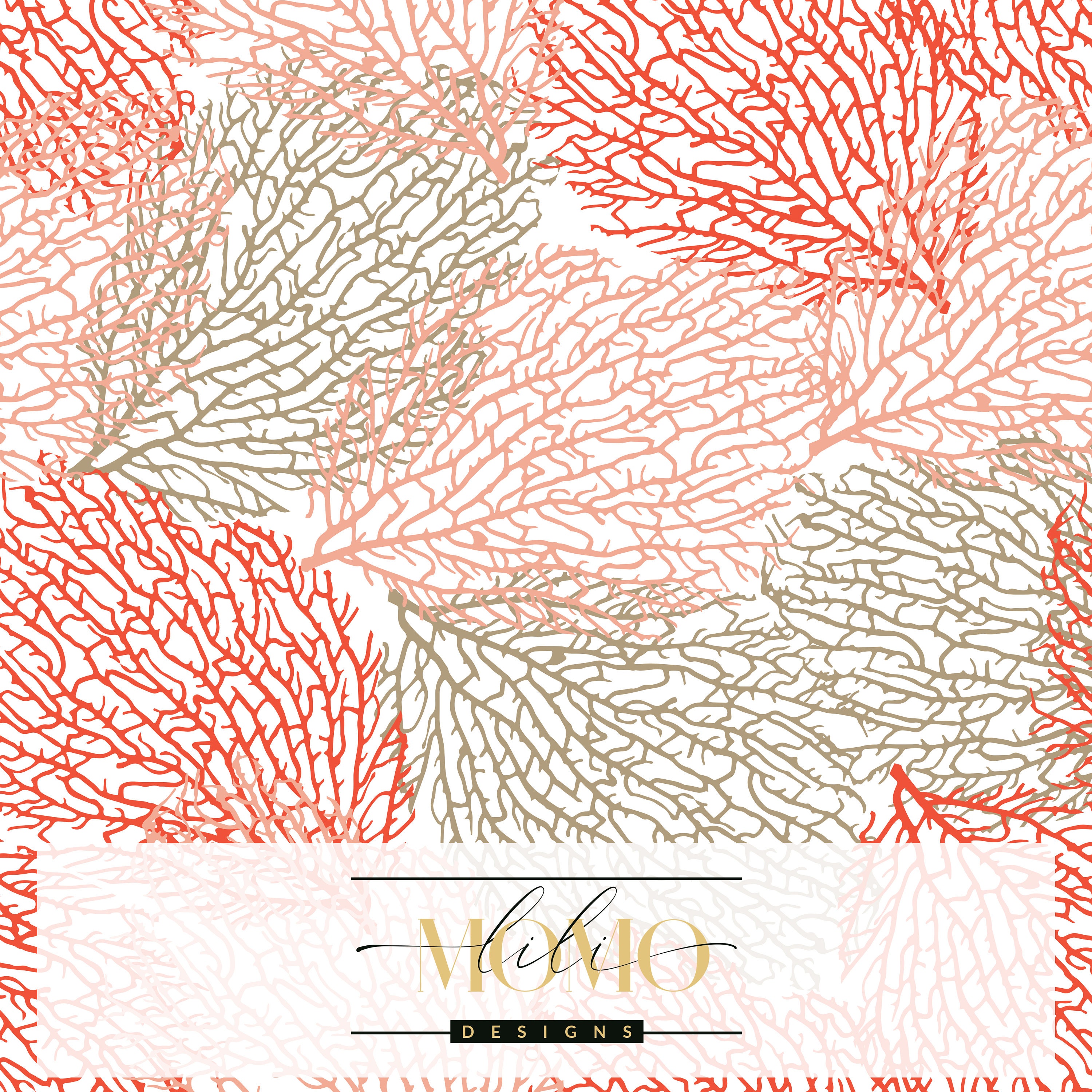 Red Coral Wallpaper Nautical Red Corals Peel and Stick | Etsy