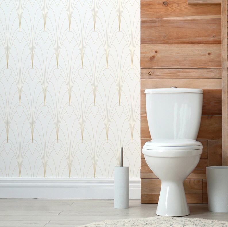 Art Deco Wallpaper Gold Art Deco Peel and Stick Removable Etsy