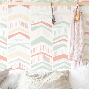Modern Chevron Wallpaper - Custom Color Chevron Pattern Peel and Stick Removable Wallpaper Fun Color Self Adhesive Apartment Decor 310