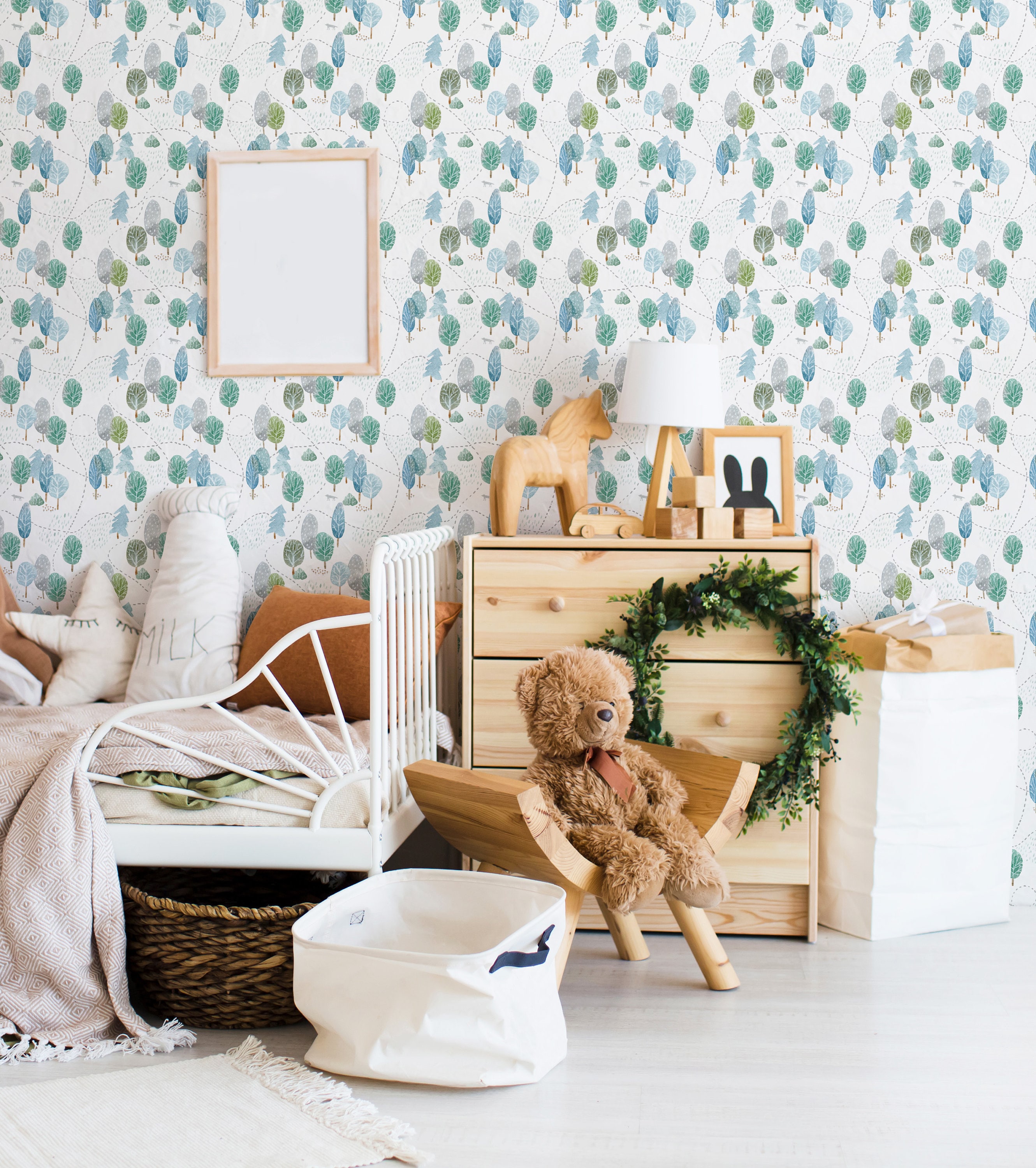 Watercolor Woodland Nursery Wallpaper - Woodland Forest Peel and Stick ...